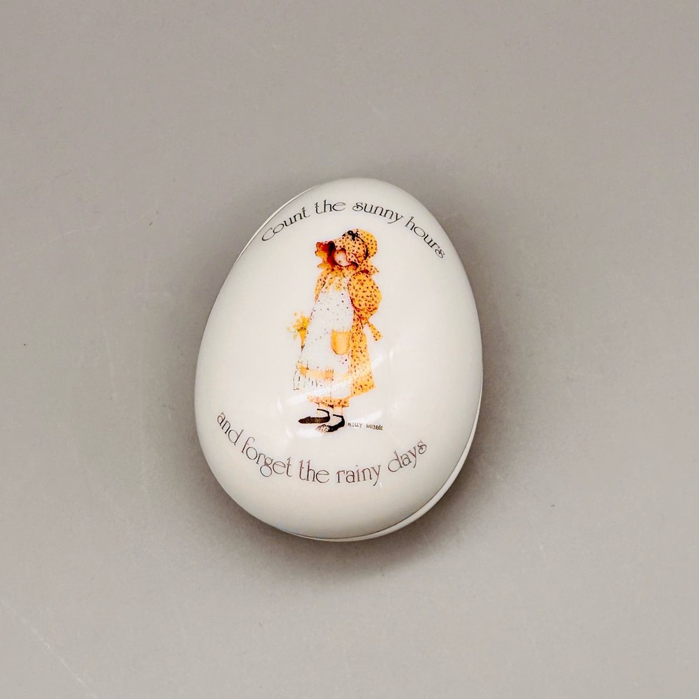 1970’s Holly Hobbie Porcelain Egg Shaped Trinket Box